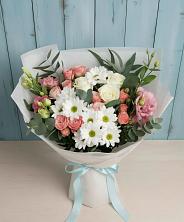 Букет цветов из:  Розы, Лизиантусы и Хризантемы в Ермишь