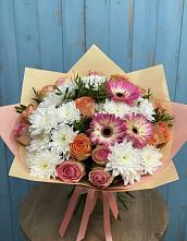Букет цветов из:  Розы, Герберы и Хризантемы в Ермишь