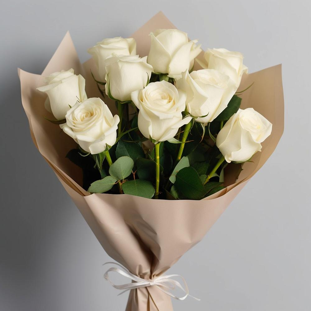 Букет 9 Белых роз Эдлесс Лав в Ермишь