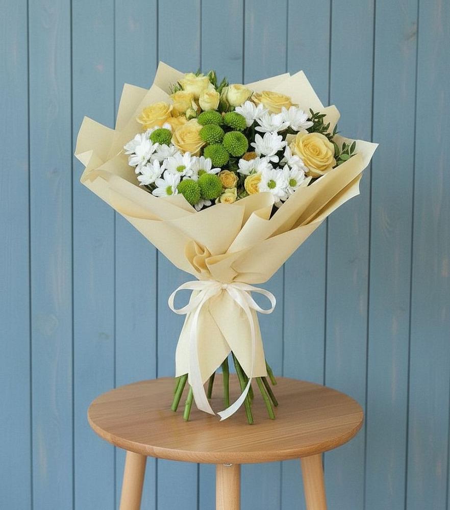 Букет цветов из: Хризантемы и Розы в Ермишь