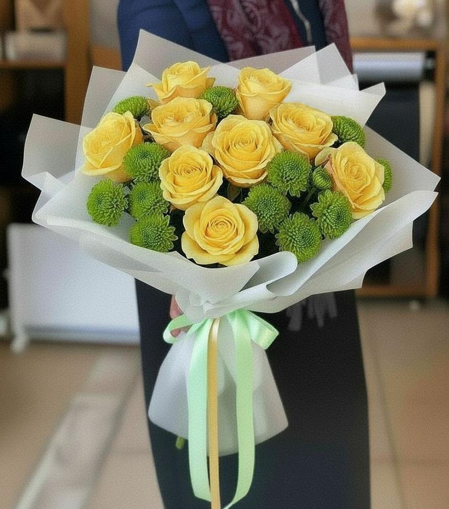 Букет цветов из: Хризантемы и Розы в Ермишь