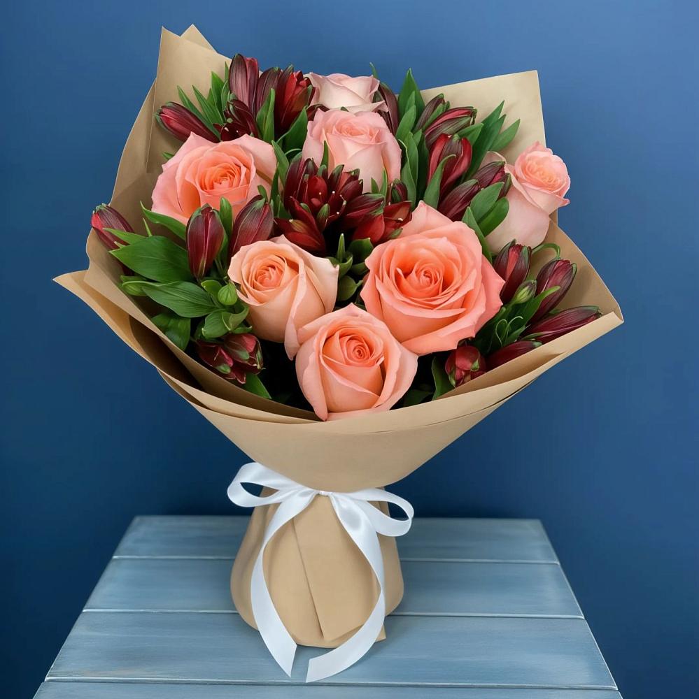 Букет цветов из: Розы и Альстромерии в Ермишь