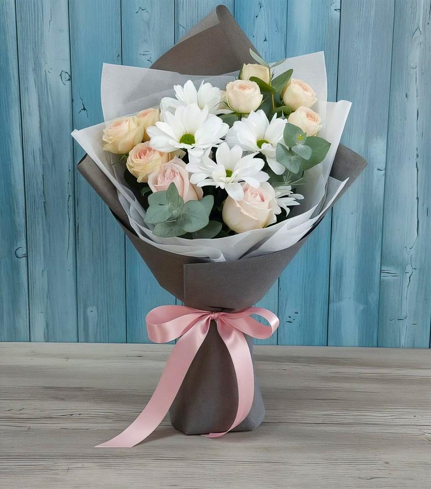 Букет цветов из: Хризантемы и Розы в Ермишь