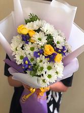 Букет цветов из:  Ирисы, Хризантемы и Розы #REPLACE_PRED# Ермишь