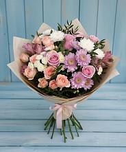 Букет цветов из:  Хризантемы, Розы и Альстромерии в Ермишь