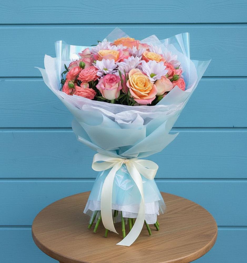 Букет цветов из: Хризантемы и Розы в Ермишь