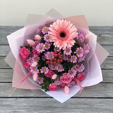 Букет цветов из:  Розы, Герберы и Хризантемы в Ермишь