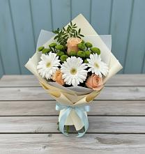 Букет цветов из:  Герберы, Розы и Хризантемы в Ермишь
